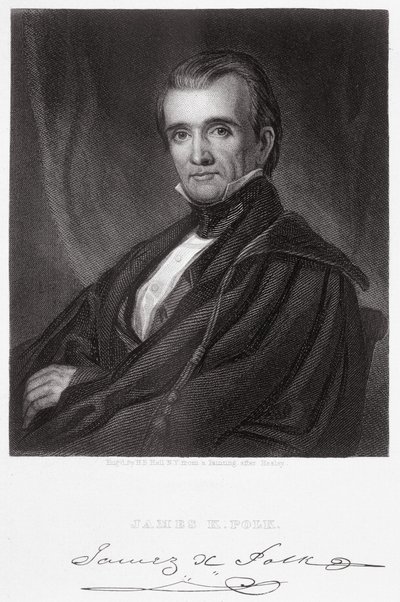 जेम्स नॉक्स पोल्क, हेनरी ब्रायन हॉल (1808-84) द्वारा उत्कीर्ण द्वारा जॉर्ज पीटर अलेक्जेंडर हीली
