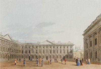 पेकवाटर क्वाड लुकिंग ईस्ट, क्राइस्ट चर्च, ऑक्सफोर्ड, 1850 (कागज पर स्याही और डब्ल्यूसी) द्वारा जॉर्ज पाइन