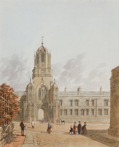 टॉम टॉवर, पेम्ब्रोक स्क्वायर, ऑक्सफोर्ड, 1849 से क्राइस्ट चर्च (कागज पर स्याही और डब्ल्यूसी) द्वारा जॉर्ज पाइन