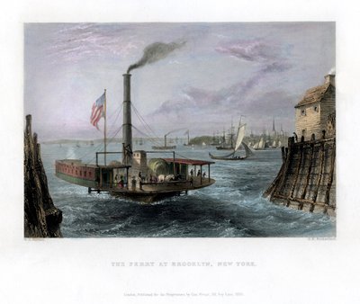द फेरी एट ब्रुकलिन, न्यूयॉर्क, यूएसए, 1838। द्वारा जॉर्ज रिचर्डसन