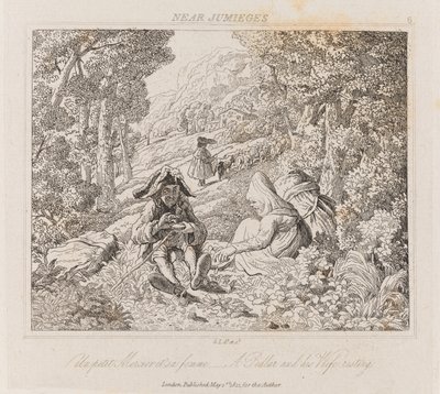 जंबीज के पास पेडलर और पत्नी, c.1821 (नक़्क़ाशी) द्वारा जॉर्ज रॉबर्ट लुईस