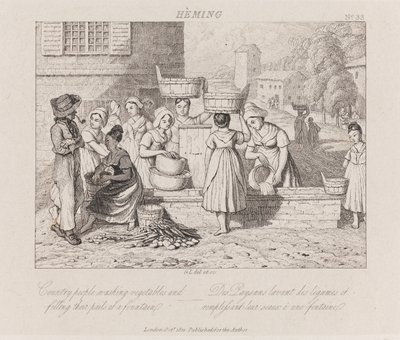 धुलाई वाली सब्जियां, हेमिंग, c.1821 (नक़्क़ाशी) द्वारा जॉर्ज रॉबर्ट लुईस
