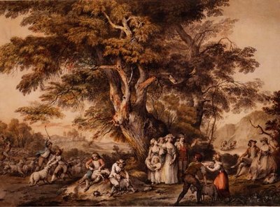 गर्मी: भेड़ कर्तन, c.1780 (कागज पर पानी के रंग और शरीर के रंग) द्वारा जॉर्ज रॉबर्टसन