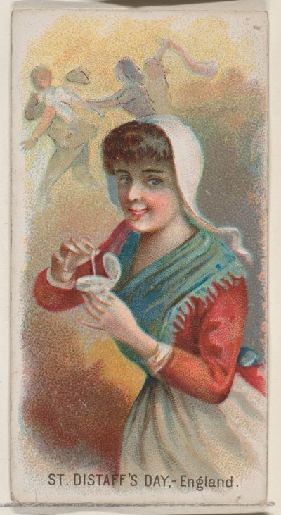 ड्यूक ब्रांड सिगरेट, 1890, 1890 के लिए हॉलीडे सीरीज़ N80 से सेंट डिस्टैफ़्स डे, इंग्लैंड। द्वारा जॉर्ज एस. हैरिस एंड संस