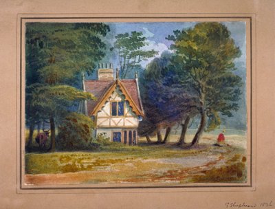 हाइड पार्क, लंदन, 1826 में लॉज का दृश्य। द्वारा जॉर्ज शेफर्ड