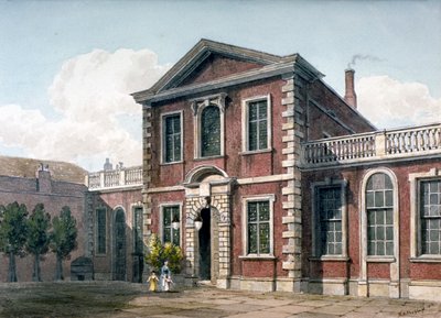 नाई सर्जन हॉल और आंगन, लंदन शहर, 1812। द्वारा जॉर्ज शेफर्ड