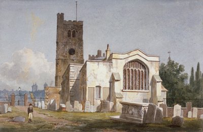 लैम्बेथ, लंदन में सेंट मैरी का चर्च, c1810 द्वारा जॉर्ज शेफर्ड