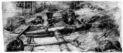 होल्बॉर्न, 1845 पर कॉमन सीवर्स का निर्माण (wc और ग्रेफाइट पेपर पर द्वारा जॉर्ज Snr तीव्र