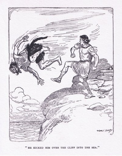 उन्होंने जॉर्ज एलेन और अनविन 1929 (कलर लिथो) द्वारा प्रकाशित द हीरोज से समुद्र में चट्टान पर उसे लात मारी द्वारा जॉर्ज सॉपर