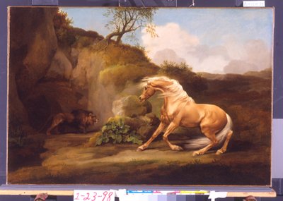 एक घोड़ा एक शेर से भयभीत, c.1790-5 द्वारा George Stubbs