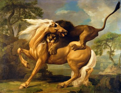 एक शेर पर हमला करने वाला घोड़ा, c.1762 द्वारा George Stubbs