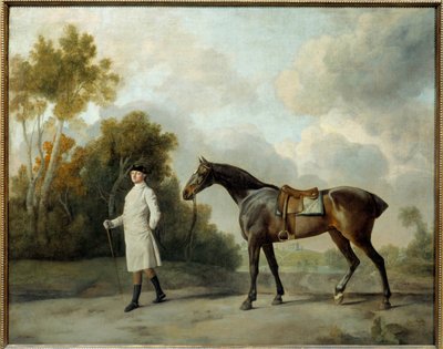 जॉर्ज स्टब्स (1724-1806) सन द्वारा एश्टन का पोर्ट्रेट, फर्स्ट विस्काउंट कर्जन और उनकी घोड़ी मारिया पेंटिंग। 1x1,28 वर्ग मीटर द्वारा जॉर्ज स्टब्स