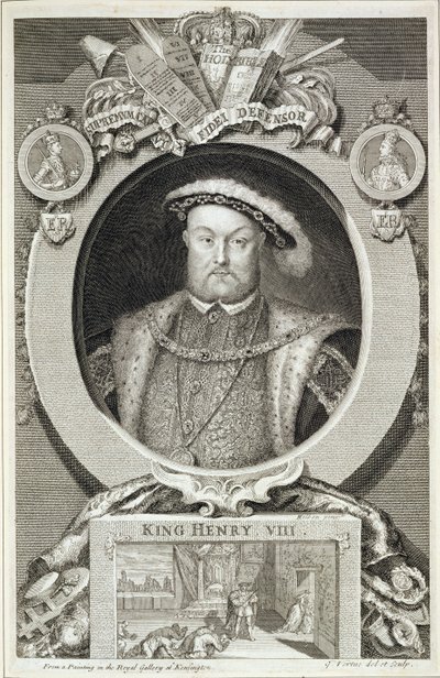 हेनरी VIII (1491-1547), केंसिंग्टन में रॉयल गैलरी में एक पेंटिंग के बाद द्वारा जॉर्ज वर्ट्यू