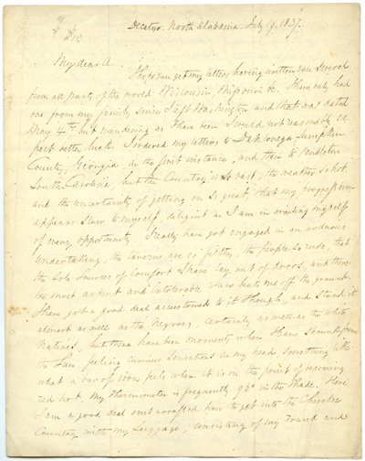 अधूरा पत्र [GW Featherstonhaugh], Decatur, NC, कर्नल एबर्ट को [जॉन जेम्स एबर्ट], 19 जुलाई, 1837 द्वारा जॉर्ज विलियम फेदरस्टनहॉघ