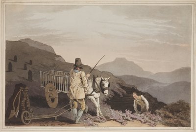 पीट कार्ट, यॉर्कशायर के कॉस्टयूम से, रॉबर्ट हैवेल, 1814 (हाथ के रंग का जलीय) द्वारा उकेरा गया द्वारा वॉकर के बाद जॉर्ज