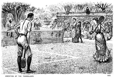 टेनिस लॉन की सुविधाएँ, 1883 1891। द्वारा जॉर्ज डू मौरियर