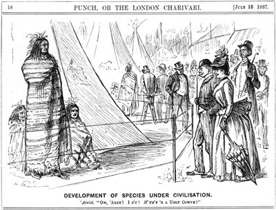 पंच से डार्विनवाद, 1887 में जॉर्ज डू मौरियर कार्टून द्वारा जॉर्ज डू मौरियर