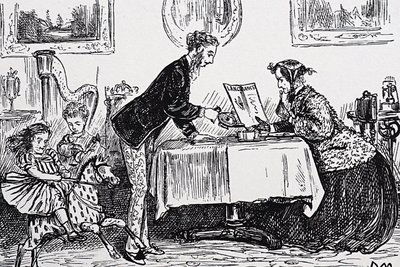 1865 में एलिजाबेथ गैरेट एंडरसन को पहली महिला डॉक्टर के रूप में चिकित्सा का अभ्यास करने के लिए लाइसेंस दिया गया था द्वारा जॉर्ज डू मौरियर