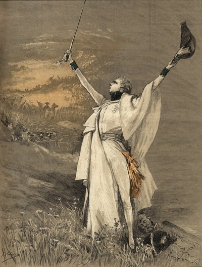 अभिनेत्री हेनरीट रोजिन बर्नार्ड ने सारा बर्नहार्ट (1844-1923) को ड्यूक ऑफ रीचस्टेड (सम्राट नेपोलियन I (1769-1821) के बेटे - "" द एगलॉन "", जॉर्जेस जूल्स विक्टर क्लेयरिन द्वारा उत्कीर्णन (1843 - 1919) की भूमिका में बुलाया। ) १९००. द्वारा जार्ज क्लेरिन