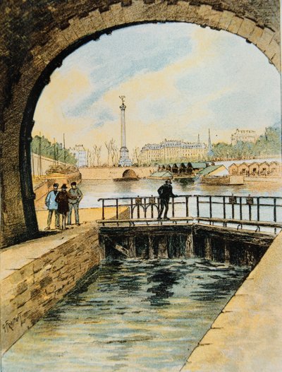 नहर सेंट मार्टिन का ताला, पेरिस, 1890 द्वारा जार्ज फ्राईपोंट