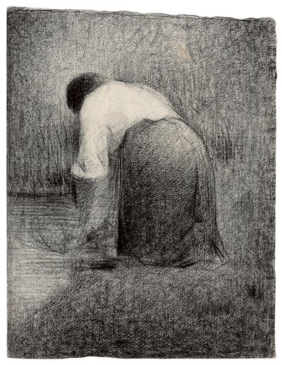 घुटने टेकने वाली महिला; घुटने टेकने वाली महिला, c.1881 द्वारा जॉर्जेस पियरे सेरात