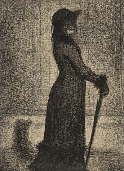 Une Elegante, Woman strolling, c.1884 (पेंसिल पेपर पर पेंसिल की कहानी) द्वारा जॉर्जेस पियरे सेरात