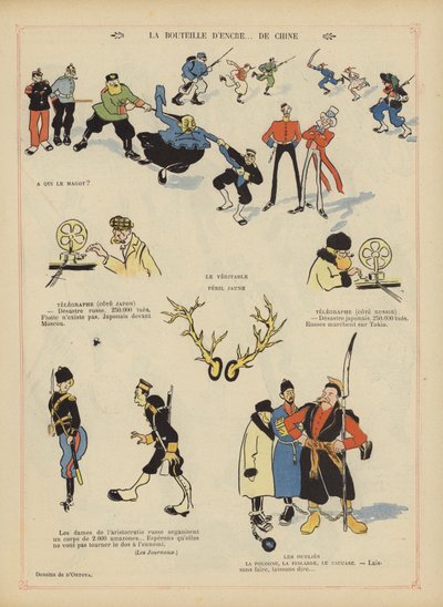 रूस-जापानी युद्ध पर व्यंग्य। ले रेयर के लिए चित्रण द्वारा Georges d 1878 1937 Ostoya