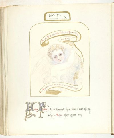 शीर्षक रहित [करूब और धार्मिक पाठ], 185568। द्वारा जॉर्जिना काउपर
