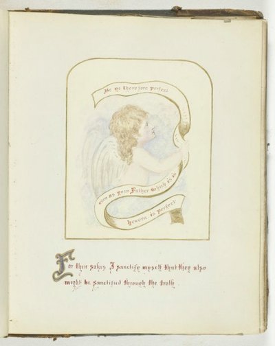 शीर्षक रहित [धार्मिक पाठ के साथ करूब], 185568। द्वारा जॉर्जिना काउपर