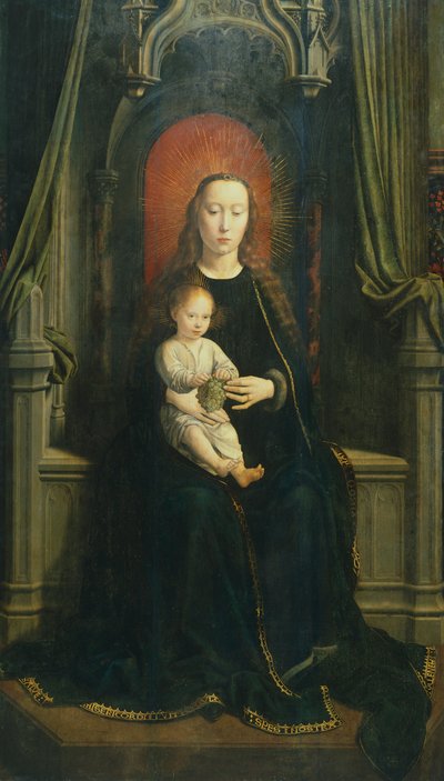 बच्चे के साथ मैडोना या अंगूर की मैडोना, Cervara Altarpiece का केंद्रीय पैनल द्वारा जेरार्ड डेविड