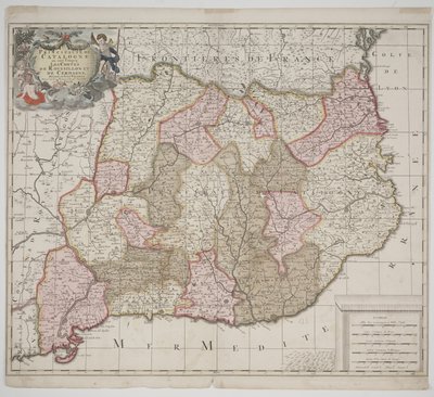 कैटेलोनिया की रियासत, c.1702 (हाथ से रंगी हुई नक़्क़ाशी) द्वारा जेरार्ड वल्क