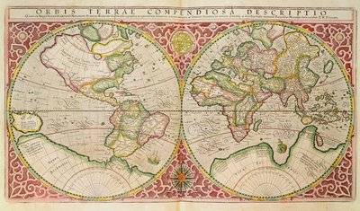 डबल गोलार्ध विश्व मानचित्र, 1587 द्वारा Gerardus Mercator