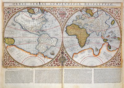 डबल गोलार्ध विश्व मानचित्र, 1587 द्वारा Gerardus Mercator