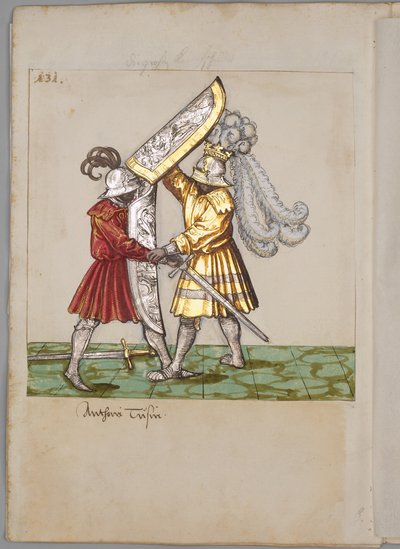 सम्राट मैक्सिमिलियन I की टूर्नामेंट बुक से चित्रण, 1512-1515 द्वारा जर्मन मास्टर