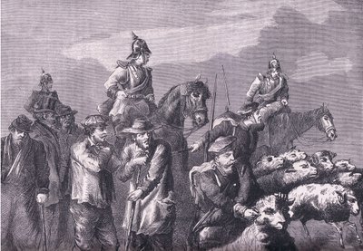 एक फोर्जिंग पार्टी, कैसेल्स एंड कंपनी लिमिटेड द्वारा प्रकाशित फ्रांस और जर्मनी के बीच युद्ध का कैसेल्स इतिहास, c.1890 (लिथो) द्वारा जर्मन स्कूल