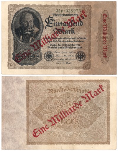 एक बिलियन मार्क बैंकनोट, 1922 द्वारा जर्मन स्कूल