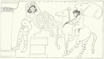 ग्रीक नाटककार अरिस्टोफेन्स का एक नाटक द फ्रॉग्स का एक दृश्य (उत्कीर्णन) द्वारा जर्मन स्कूल