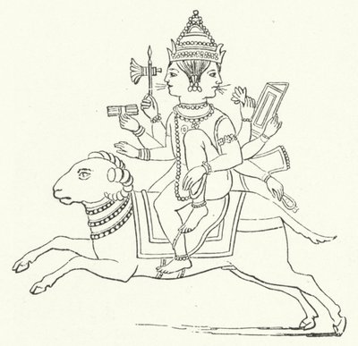 अग्नि, हिंदू अग्नि देवता (उत्कीर्णन) द्वारा जर्मन स्कूल