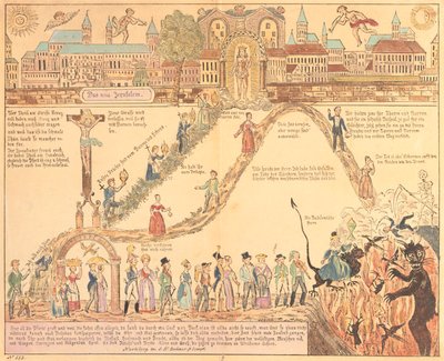 जीएन बैनर, नुरेमबर्ग, c.1830 द्वारा प्रकाशित ईसाई और सांसारिक जीवन का अलौकिक चित्रण द्वारा जर्मन स्कूल