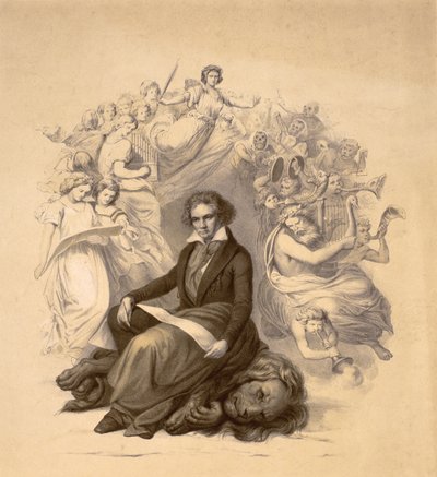 लुडविग वैन बीथोवेन (1770-1827) का शैतानी चित्र द्वारा जर्मन स्कूल