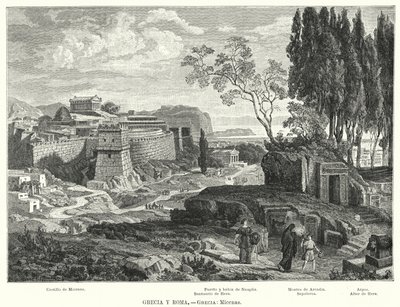 Mycenae का प्राचीन यूनानी शहर (लिथो) द्वारा जर्मन स्कूल
