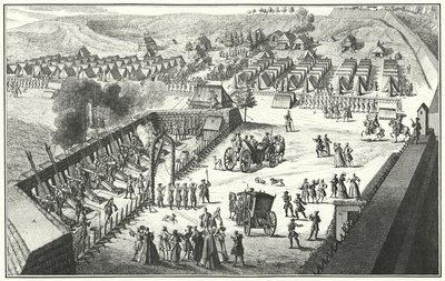 आर्टिलरी फायरिंग ड्रिल, नूर्नबर्ग, 1733 (उत्कीर्णन) द्वारा जर्मन स्कूल