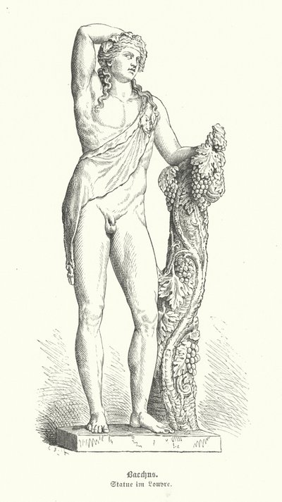 Bacchus, शराब के रोमन देवता (उत्कीर्णन) द्वारा जर्मन स्कूल