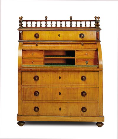 Biedermeier secretaire-commode, 19 वीं सदी की दूसरी तिमाही (अखरोट और महोगनी) द्वारा जर्मन स्कूल