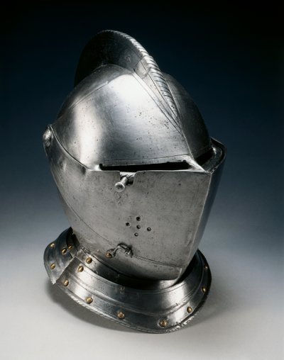 क्षेत्र के लिए नज़दीकी हेलमेट, c.1550-70 (स्टील, लोहा, चमड़ा और पीतल) द्वारा जर्मन स्कूल