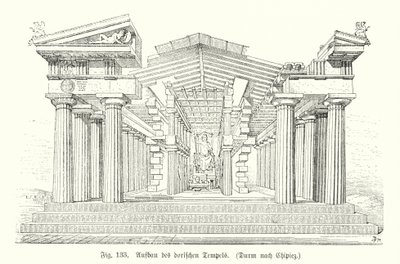 एक प्राचीन यूनानी डोरिक मंदिर का निर्माण (उत्कीर्णन) द्वारा जर्मन स्कूल