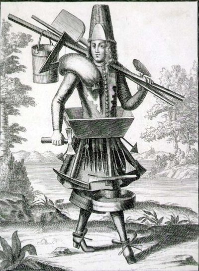 एक मेसन, पब के लिए पोशाक। जेरार्ड वाल्क द्वारा (1651/2-1726) c.1690 (उत्कीर्णन) द्वारा जर्मन स्कूल