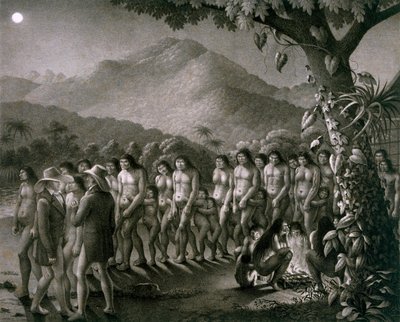 पुरी जनजाति का नृत्य, ब्रासील में एक यात्रा के एटलस से चित्रण द्वारा जर्मन स्कूल