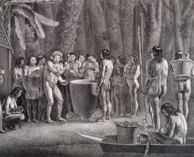 कोरोआडोस जनजाति का पीने का त्योहार, c.1835-50 द्वारा जर्मन स्कूल