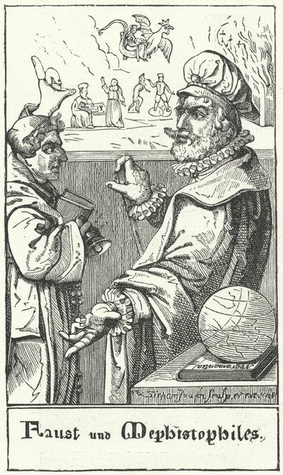Faust और Mephistopheles (उत्कीर्णन) द्वारा जर्मन स्कूल